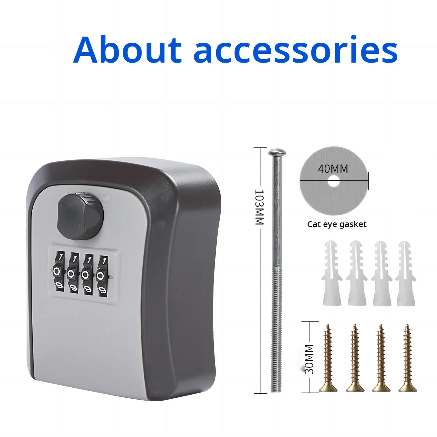 HEE RAK Key Lock Box 4-digit Code Password Storage Key for Home Wall Mounted Anti-theft Waterproof Outdoor Knob Safe Key Box