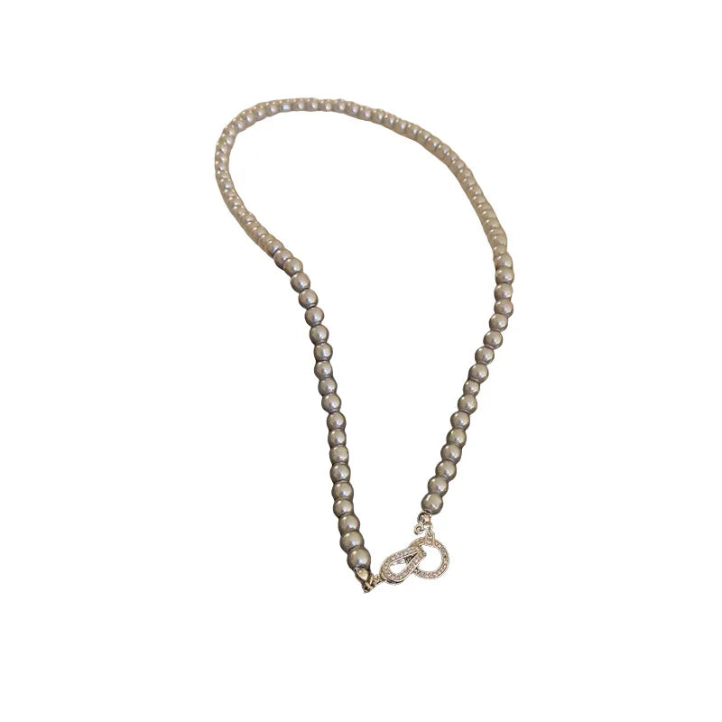 2024 New Arrival French Niche Design Imitation Pearl Zircon Pendant Necklace Fashion Women Geometry Crystal Jewelry Accessories