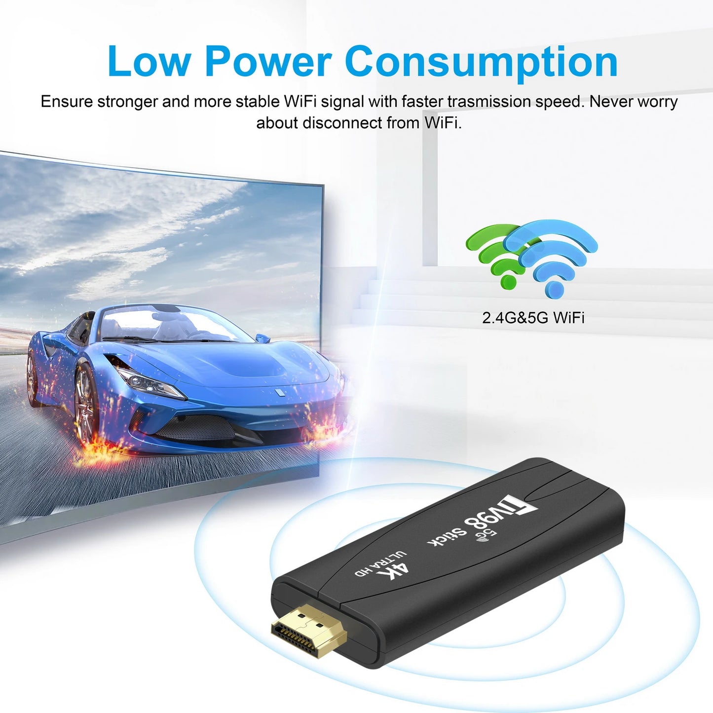 TV98 RK3228A TV Stick 4K Smart TV Android12.1 Box 2.4G 5G WiFi Dual Frequency TV Box Portable Media Player for Youtube NETFLIX