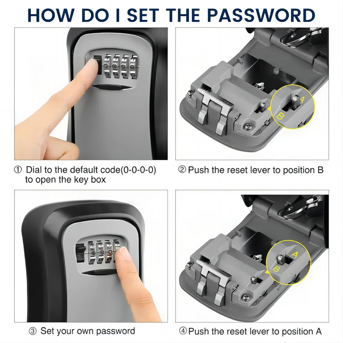 Wall Mount Key Lock Box 4 Digit Password Code Security Lock No Key for Home Office Key Safe Secret Storage Box Organizer