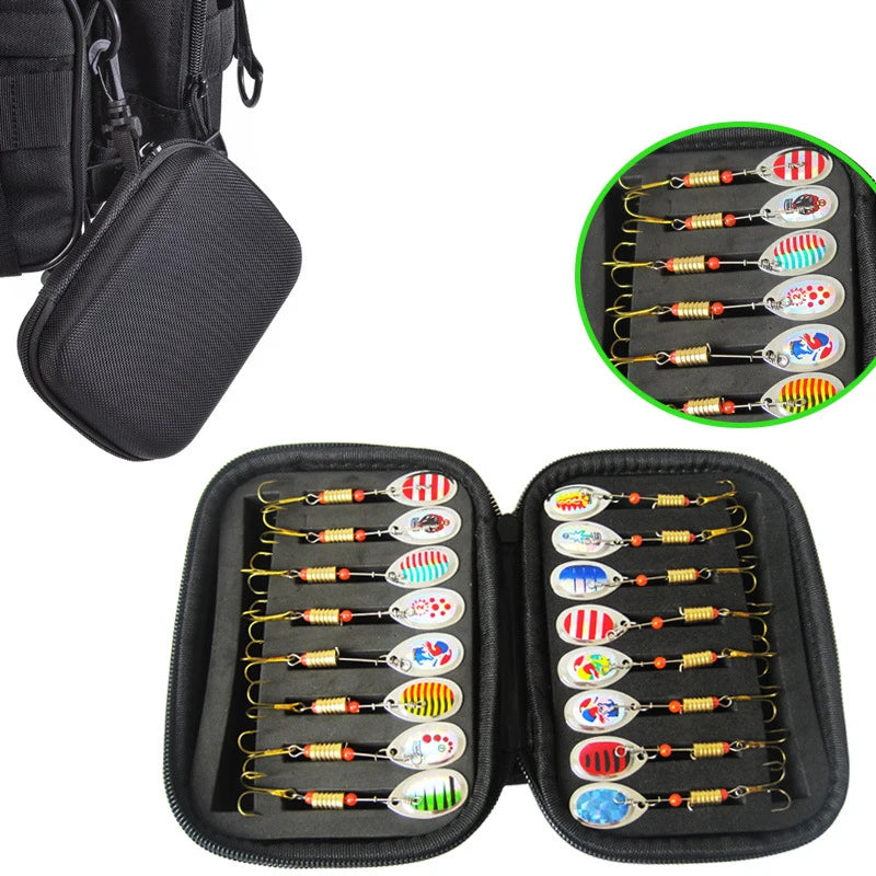 Metal Spoon Spinner Fishing Lure 16pcs Set Spoonbait Crankbaits Fishing Wobblers for Pike Crochet Kit Artificial Bait