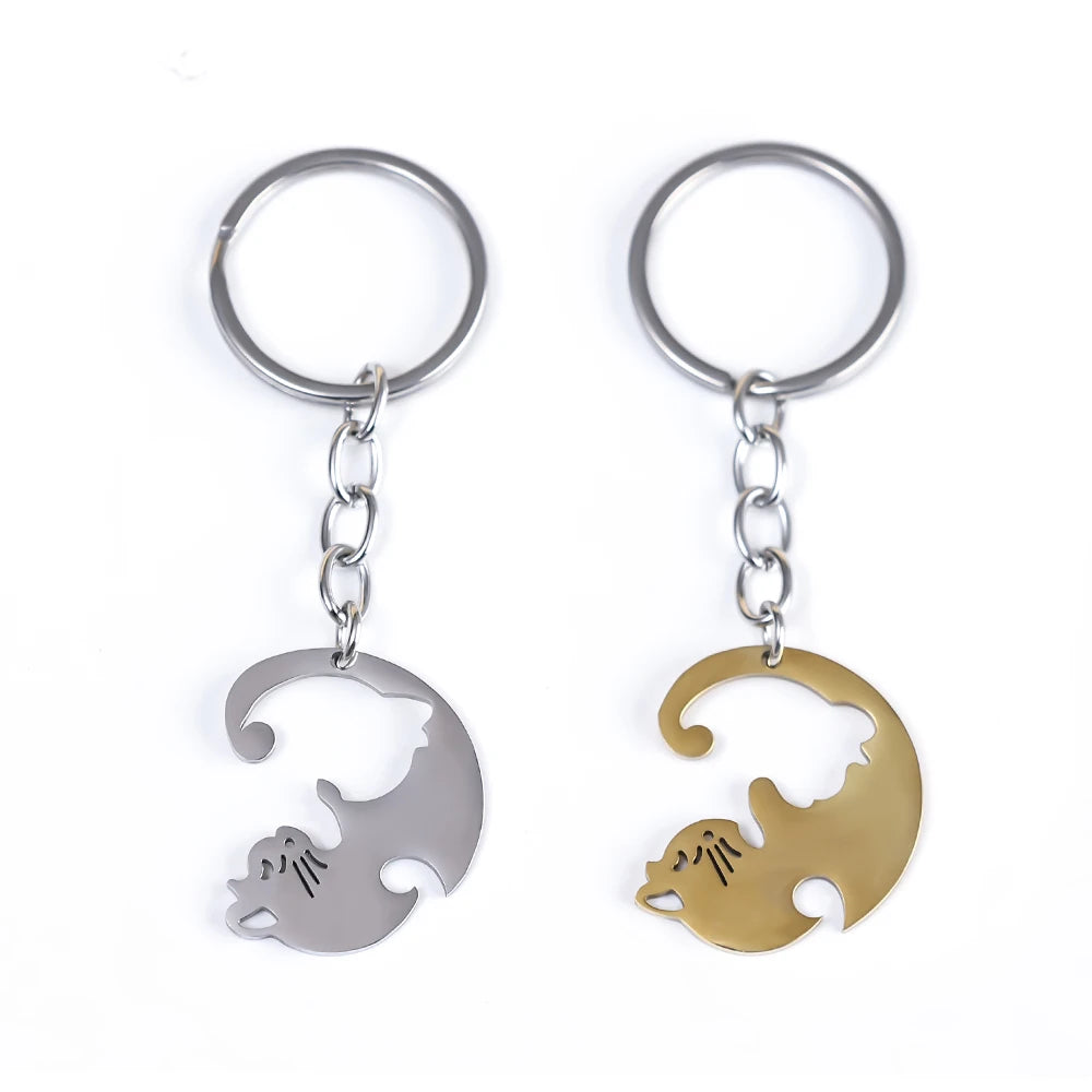 Creative Silicone Animal Cow Car Keychains Personality Cartoon Cute Cat Car Key Chain Ring Bag Pendant Key Accessories Widget