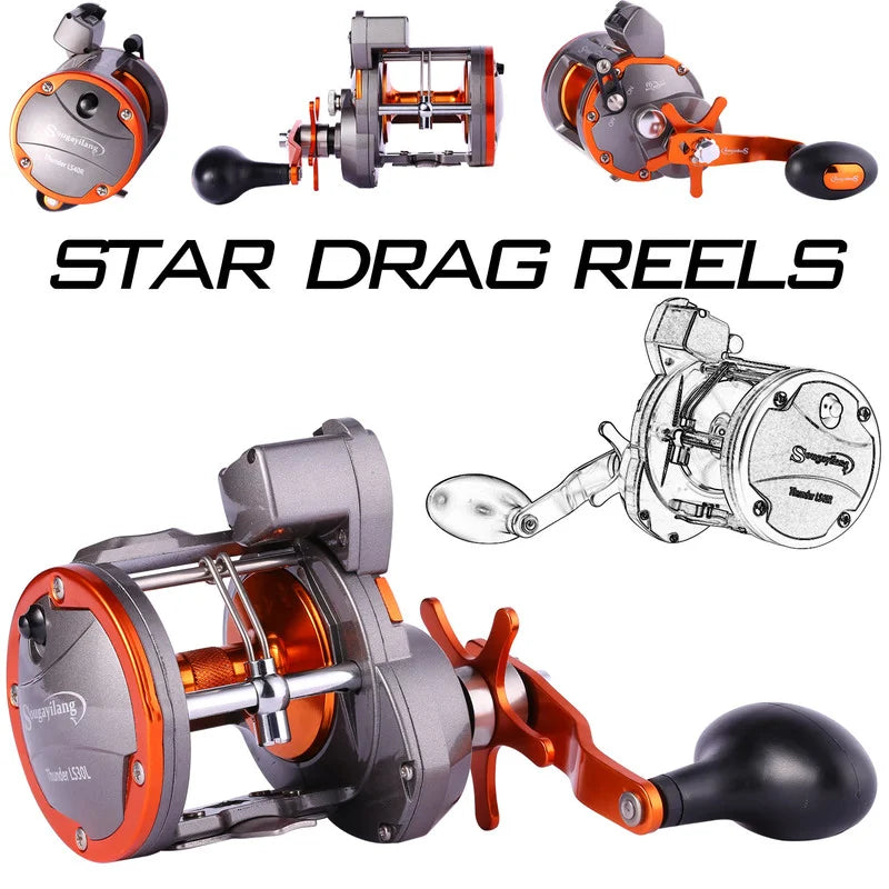 Sougayilang Saltwater Fishing Reels LS30/LS40 Trolling Drum Fishing Reel Saltwater Right Hand Fishing Reel Max Drag 25kg Pesca