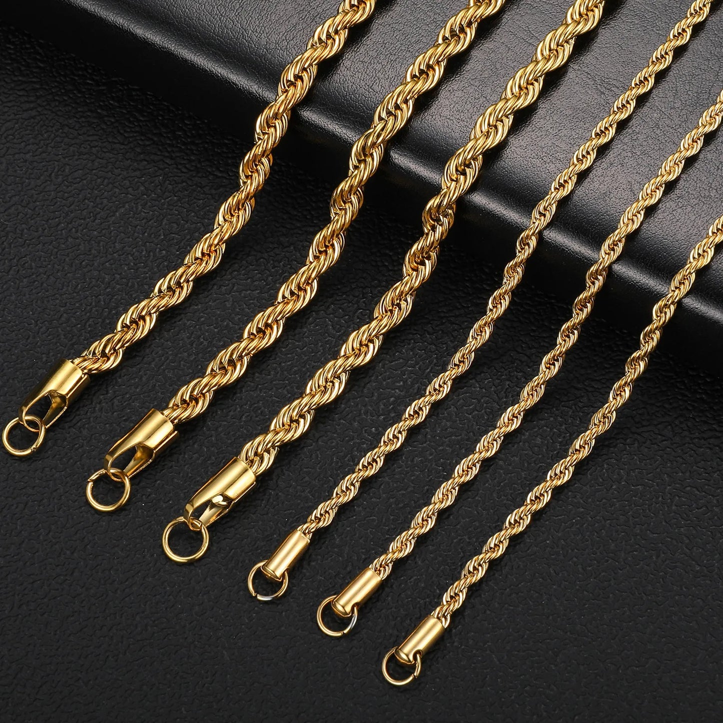 LUXUKISSKIDS Wholesale Bulk Rope Chains Gothic Stainless Steel Twist Kpop Necklace 18K Plated Items 10pcs/lots DIY Accessories