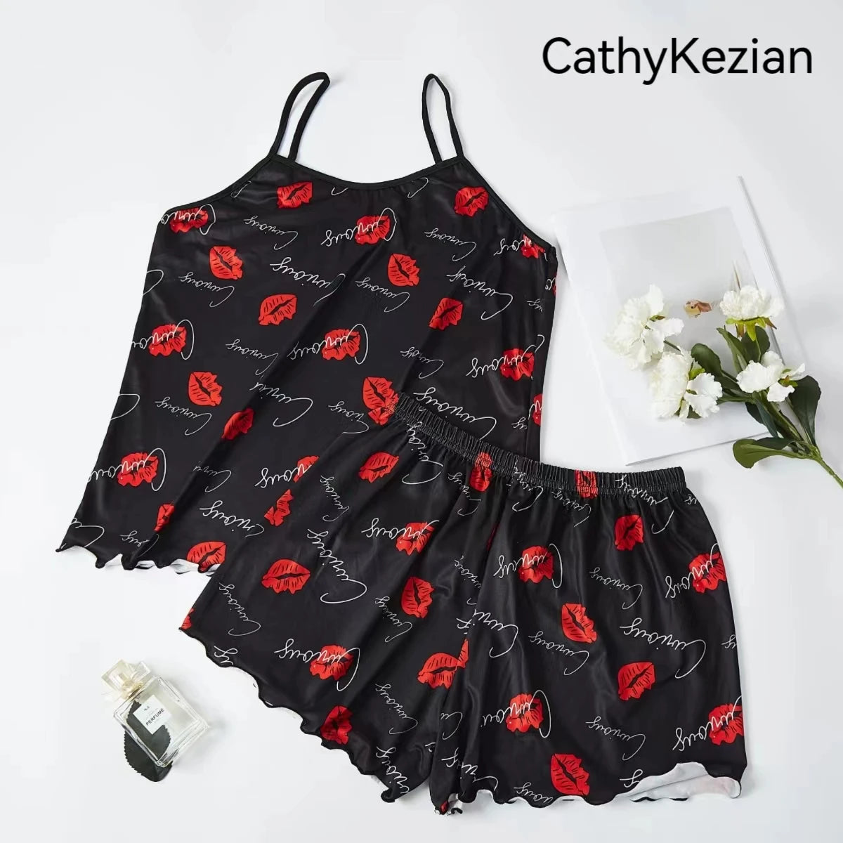 Women Pajamas Sleepwear Pajama Set Camisole Shorts Scoop Neck Comfortable Casual