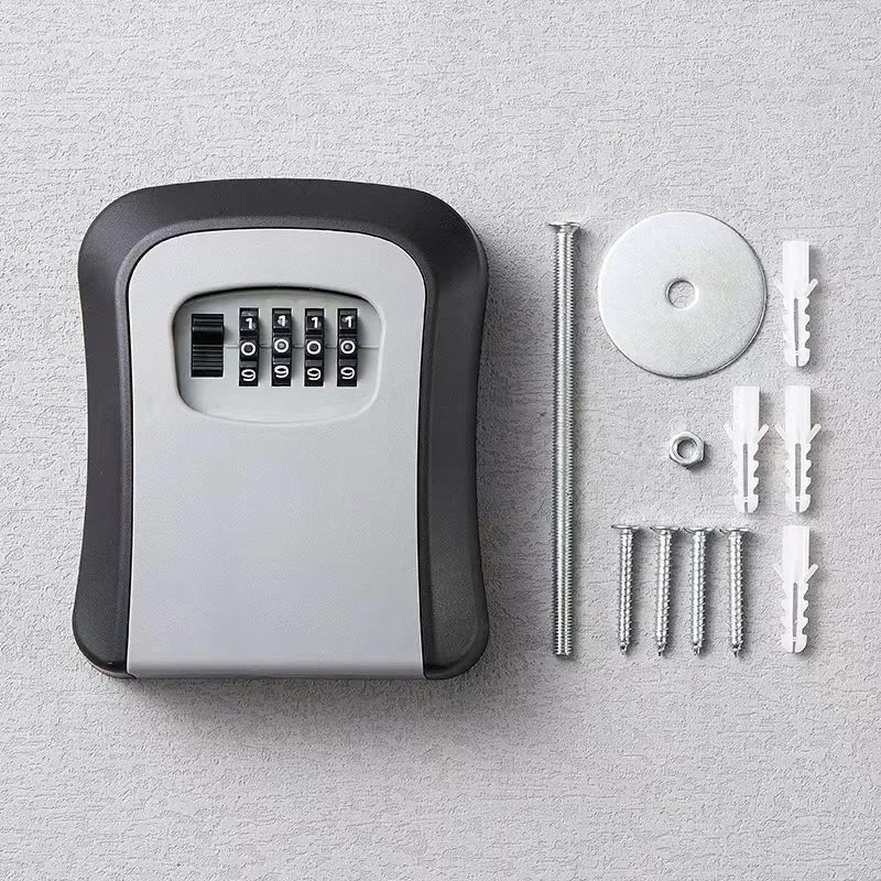 Wall Mount Key Lock Box 4 Digit Password Code Security Lock No Key for Home Office Key Safe Secret Storage Box Organizer