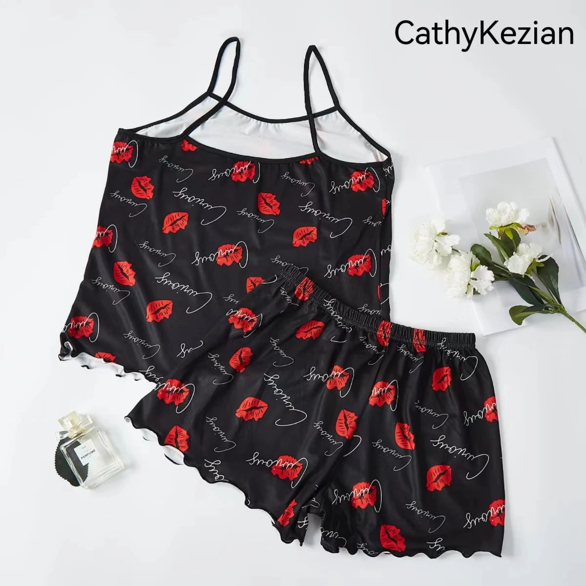Women Pajamas Sleepwear Pajama Set Camisole Shorts Scoop Neck Comfortable Casual