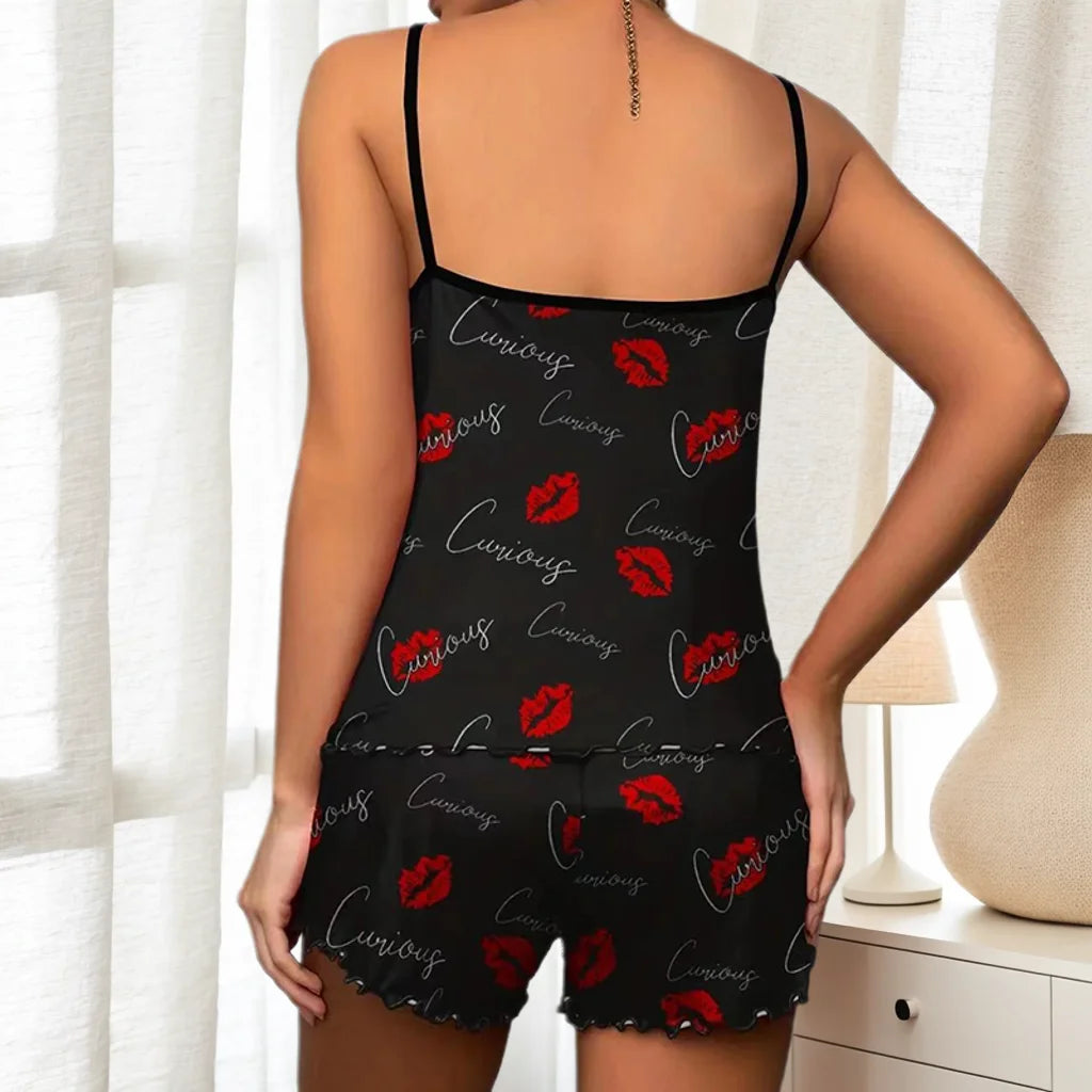 Women Pajamas Sleepwear Pajama Set Camisole Shorts Scoop Neck Comfortable Casual