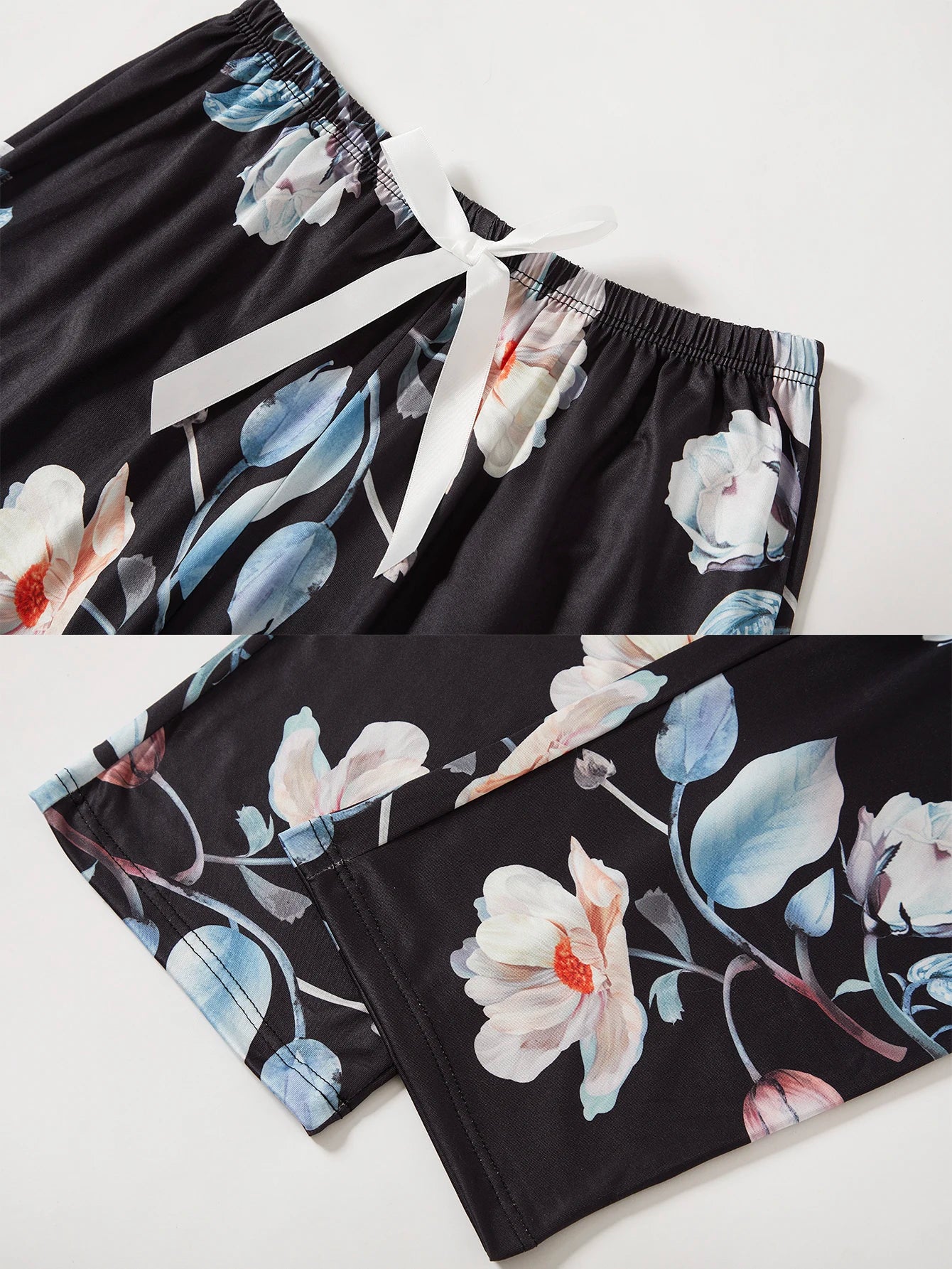 Women's pajamas new design solid color short-sleeved trousers two-piece elegant casual home wear set
