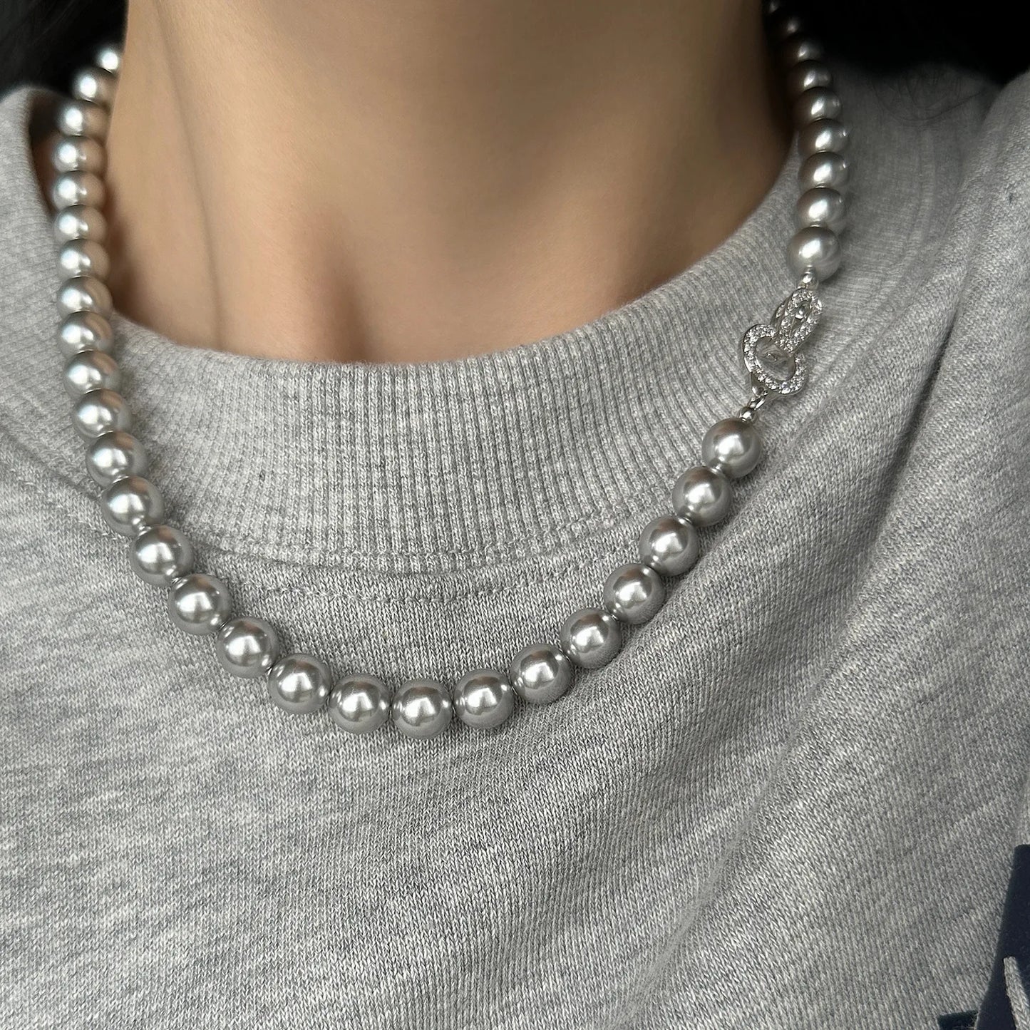 2024 New Arrival French Niche Design Imitation Pearl Zircon Pendant Necklace Fashion Women Geometry Crystal Jewelry Accessories