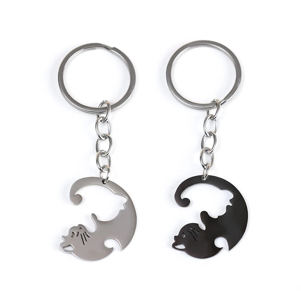 Creative Silicone Animal Cow Car Keychains Personality Cartoon Cute Cat Car Key Chain Ring Bag Pendant Key Accessories Widget