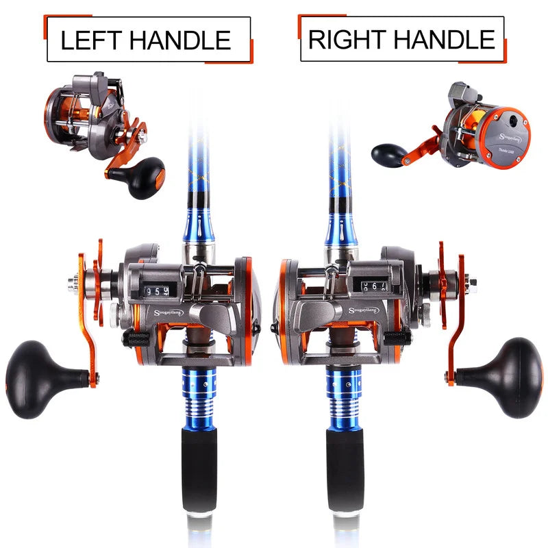 Sougayilang Saltwater Fishing Reels LS30/LS40 Trolling Drum Fishing Reel Saltwater Right Hand Fishing Reel Max Drag 25kg Pesca