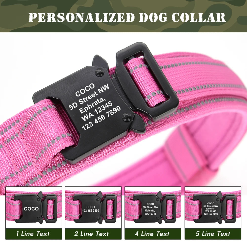 Tactical Dog Collar Military Nylon Pet Collar Customized Pet Collars With Quick Control Handle for Large Dogs Walk