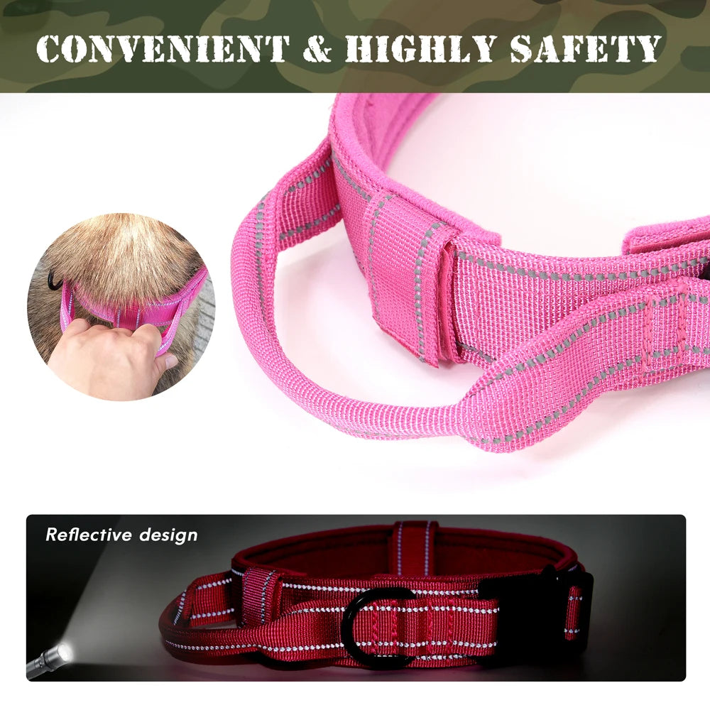 Tactical Dog Collar Military Nylon Pet Collar Customized Pet Collars With Quick Control Handle for Large Dogs Walk