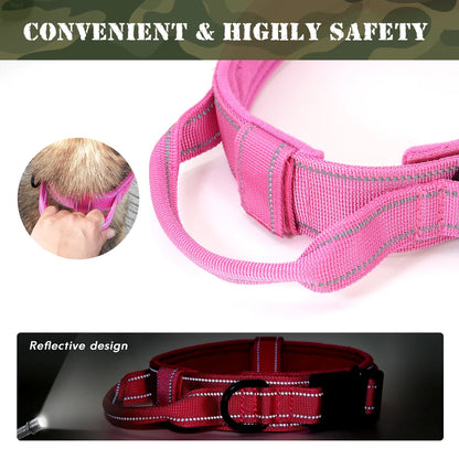 Tactical Dog Collar Military Nylon Pet Collar Customized Pet Collars With Quick Control Handle for Large Dogs Walk