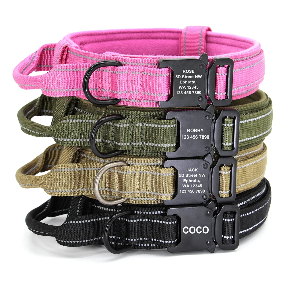 Tactical Dog Collar Military Nylon Pet Collar Customized Pet Collars With Quick Control Handle for Large Dogs Walk