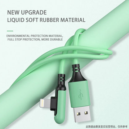 3A 90 Degree USB Data Cable 0.3/1.2/1.8m For iPhone Charger Kable Liquid Silicone Fast Charging Cord For iPhone 14 13 12 11