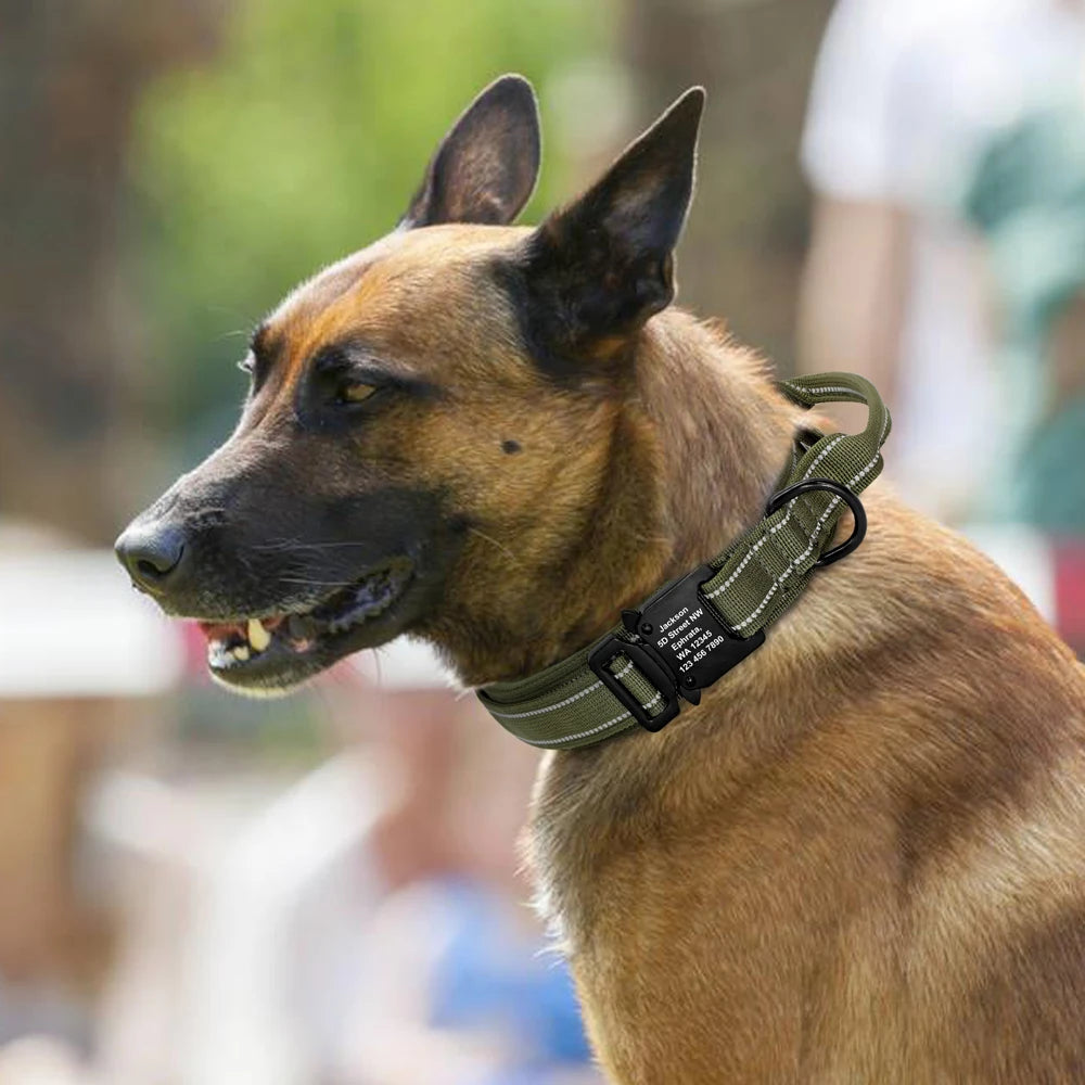 Tactical Dog Collar Military Nylon Pet Collar Customized Pet Collars With Quick Control Handle for Large Dogs Walk