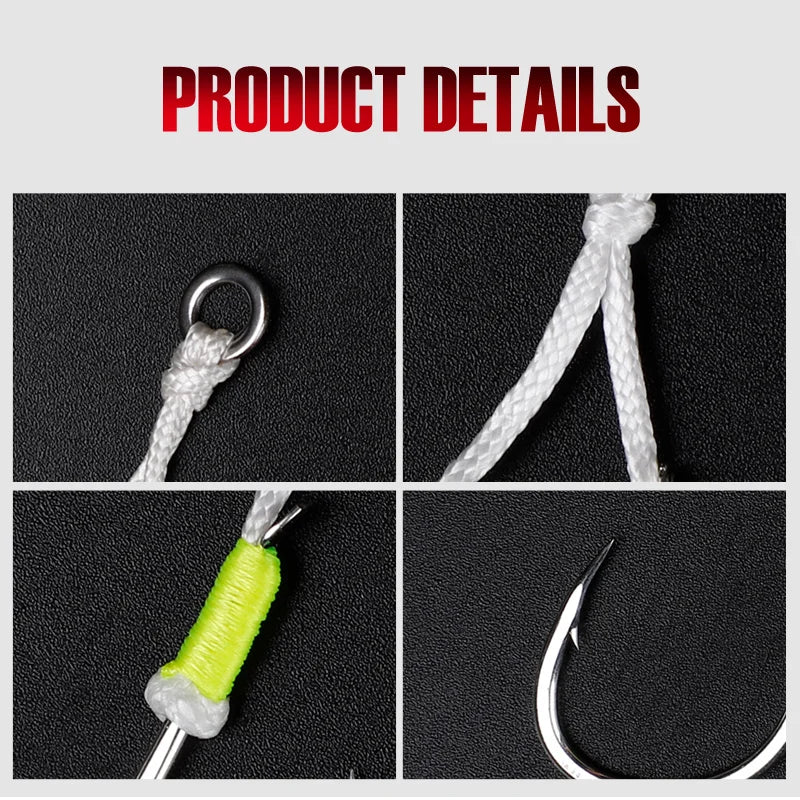 Noeby Twin Assist Hook Slow Jigging Fishing Hook Double 1/0 2/0 3/0 4/0 5/0 6/0 Barbed High Carbon Steel Metal Jig Fishing Hooks