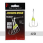 Noeby Twin Assist Hook Slow Jigging Fishing Hook Double 1/0 2/0 3/0 4/0 5/0 6/0 Barbed High Carbon Steel Metal Jig Fishing Hooks