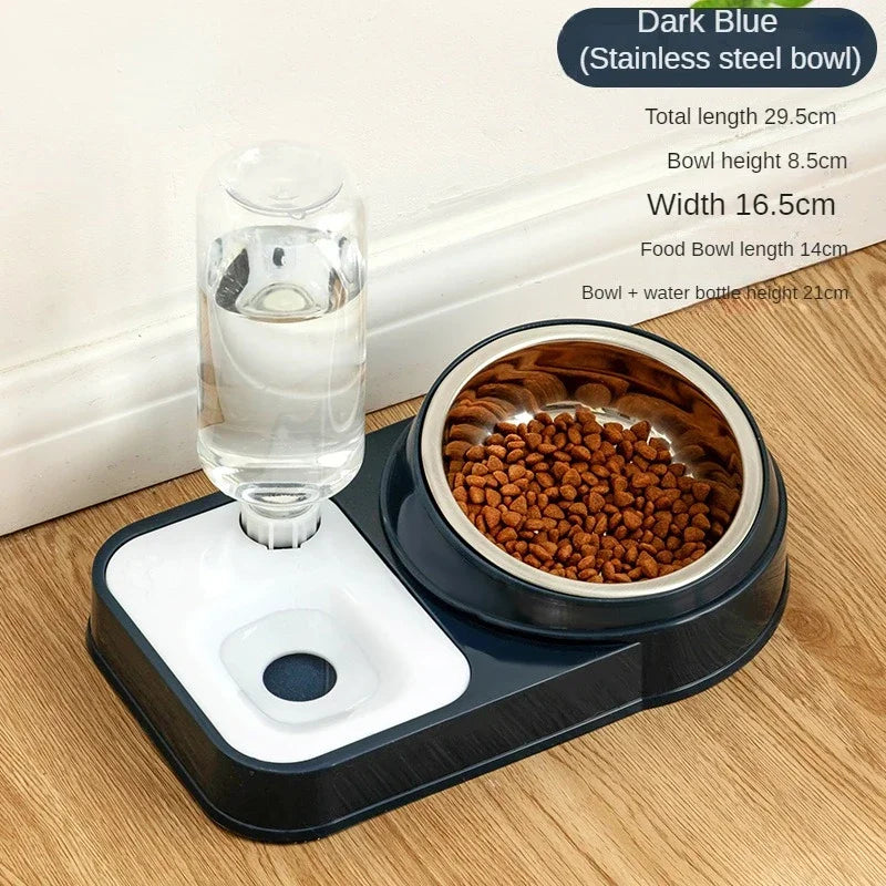 Cat Automatic Feeder for Cat Food Water Bowl Water Fountain Cats Double Bowl Anti-splash Drinker for Cat Stand Dish Bowl