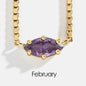 Birthstone Pendant Necklaces for Teen Girls Korean Fashion Eye Shape Crystal Gold Color Women Choker Chain Birthday Gift Jewelry