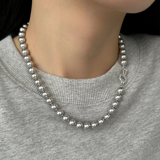 2024 New Arrival French Niche Design Imitation Pearl Zircon Pendant Necklace Fashion Women Geometry Crystal Jewelry Accessories