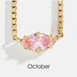 Birthstone Pendant Necklaces for Teen Girls Korean Fashion Eye Shape Crystal Gold Color Women Choker Chain Birthday Gift Jewelry