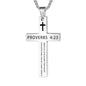 1PC 304L Stainless Steel Bible Verse Necklace for Men Jesus Cross Necklace Men Spiritual Jewelry