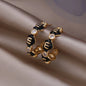 Korea new fashion jewelry 16K gold plated zircon letters M love love enamel C earrings elegant women's daily work accessories