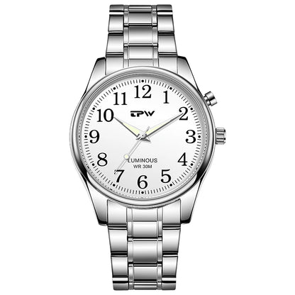 Light Up Watch Dial Full Luminous Face 40mm Easy Reader Steel Strap 3ATM