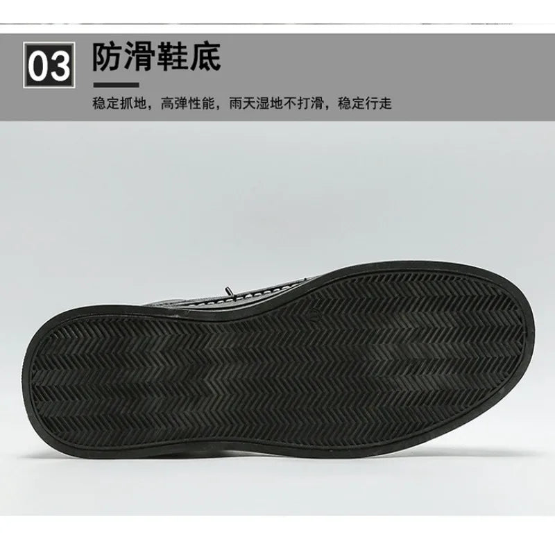 Men Shoes Platform Men Sneakers Leather Slip on Men Casual Shoes New Comfortable Platform Working Shoes Zapatillas Informales