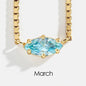 Birthstone Pendant Necklaces for Teen Girls Korean Fashion Eye Shape Crystal Gold Color Women Choker Chain Birthday Gift Jewelry