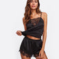Women Pajamas Set Satin Lace Sleepwear Lingerie Ladies Elastic Suspender Shorts Nightwear Suits Sexy Sleeveless Underwear Tops
