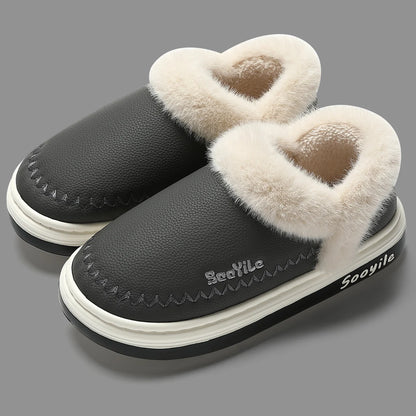 New QYCKABY Faux Fur Winter Boots Women Waterproof Faux Suede Short Plush Snow Boots Man Non Slip Platform Cotton Padded Shoes ﻿