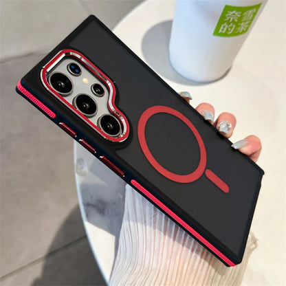 Luxury Matte Magnetic Phone Case For Samsung Galaxy S24 S23 S22 Ultra Plus For Magsafe Wireless Charging Shockproof Back Cover