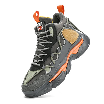 Men Run Sneakers Lace up Walking High Top Basketball  Supportive Sports Road Running Shoes Youth Student Casual Cricket Shoe