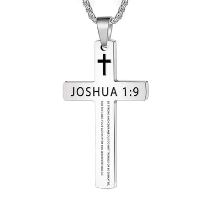 1PC 304L Stainless Steel Bible Verse Necklace for Men Jesus Cross Necklace Men Spiritual Jewelry