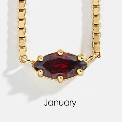 Birthstone Pendant Necklaces for Teen Girls Korean Fashion Eye Shape Crystal Gold Color Women Choker Chain Birthday Gift Jewelry