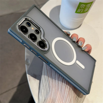 Luxury Matte Magnetic Phone Case For Samsung Galaxy S24 S23 S22 Ultra Plus For Magsafe Wireless Charging Shockproof Back Cover