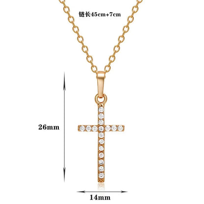 Fashion Simple Cross Necklace Silver Color Crystal Jesus Cross Pendant Necklace For Men Women Couple Jewelry Gift Wholesale