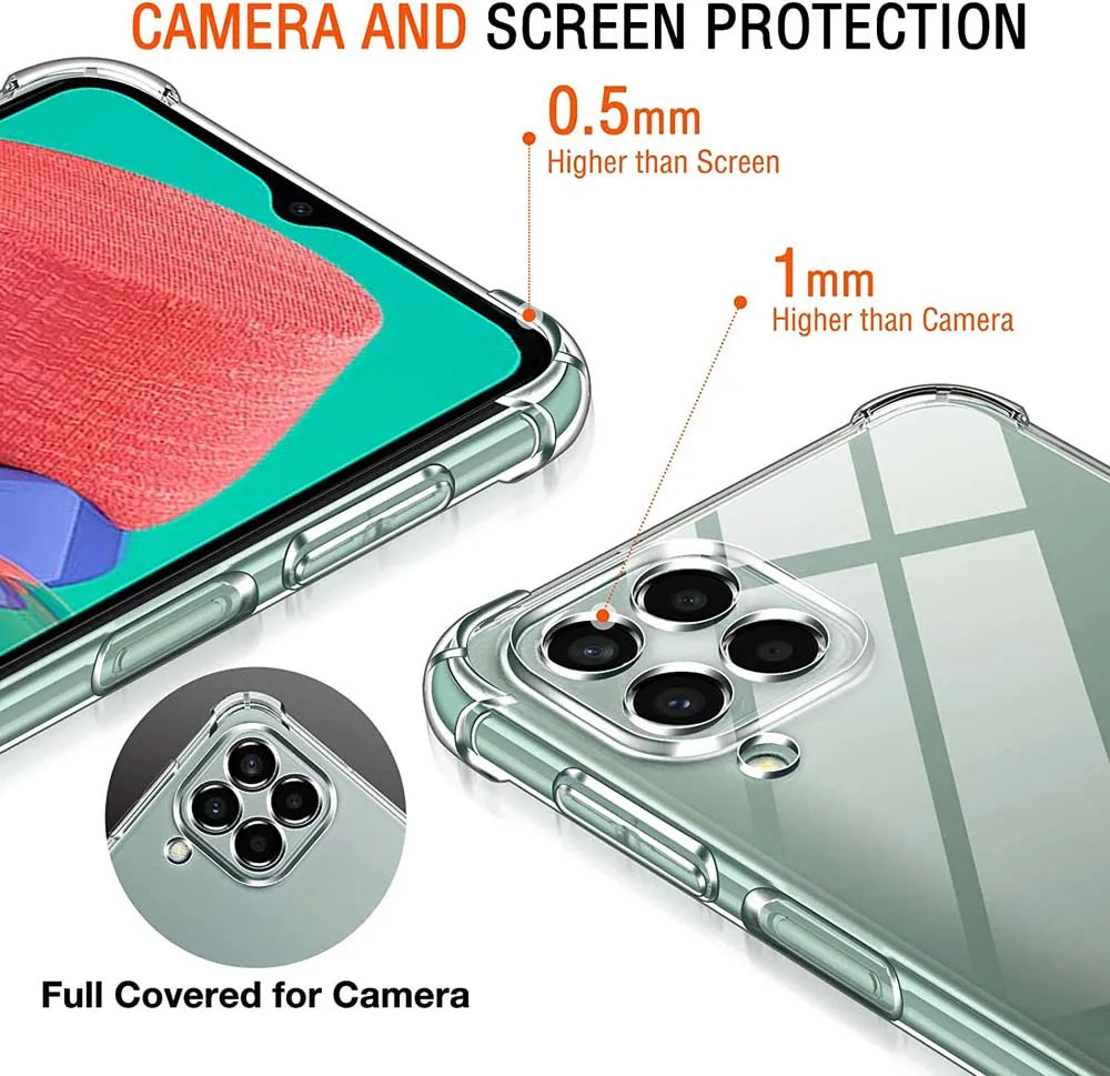 Clear Case For Samsung Galaxy M33 5G M53 M23 M13 4G Thick Shockproof Soft Silicone Cover for Samsung M52 M51 M32 5G M22 M12 M42