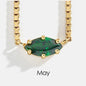 Birthstone Pendant Necklaces for Teen Girls Korean Fashion Eye Shape Crystal Gold Color Women Choker Chain Birthday Gift Jewelry