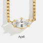 Birthstone Pendant Necklaces for Teen Girls Korean Fashion Eye Shape Crystal Gold Color Women Choker Chain Birthday Gift Jewelry