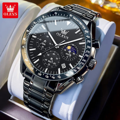 OLEVS Multifunctional Men's Watch Fashion Business Calendar Waterproof Luminous Quartz Watch Luxury Brand Moon Phase Men's Watch