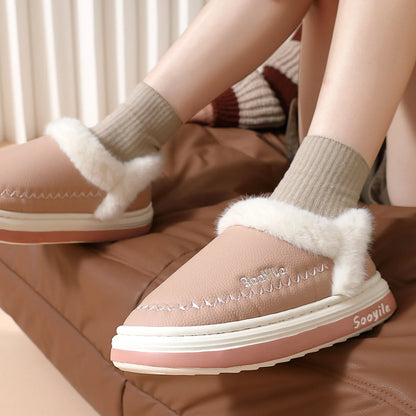New QYCKABY Faux Fur Winter Boots Women Waterproof Faux Suede Short Plush Snow Boots Man Non Slip Platform Cotton Padded Shoes ﻿