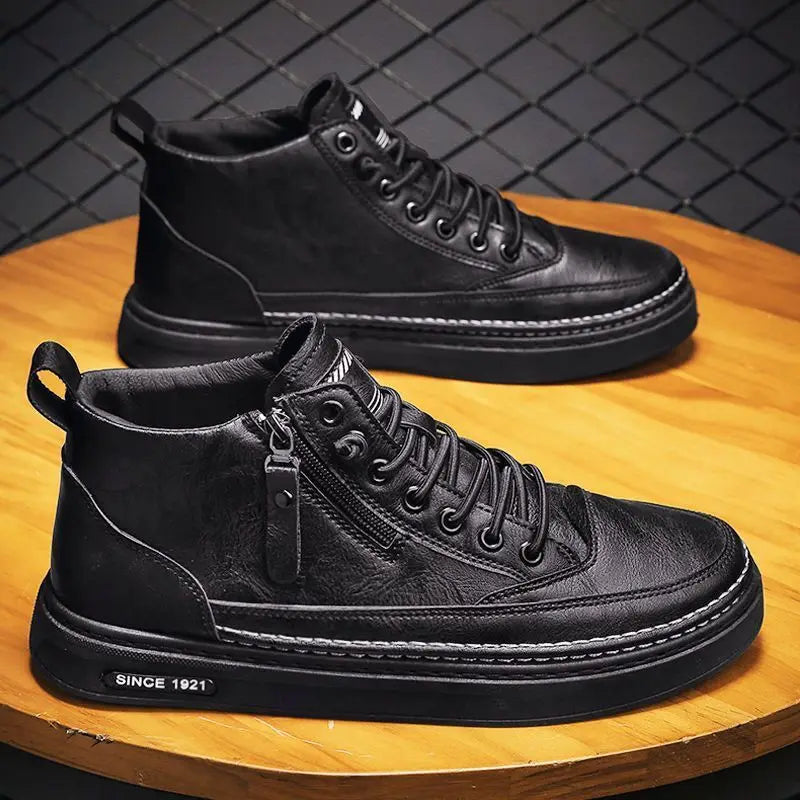 Men Shoes Platform Men Sneakers Leather Slip on Men Casual Shoes New Comfortable Platform Working Shoes Zapatillas Informales
