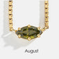 Birthstone Pendant Necklaces for Teen Girls Korean Fashion Eye Shape Crystal Gold Color Women Choker Chain Birthday Gift Jewelry