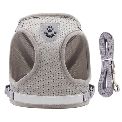 Soft Mesh Dog Cat Harness Set Reflective Walking Lead Leash Sets Breathable Puppy Vest For Small Medium Pet Dogs Yorkie Teddy