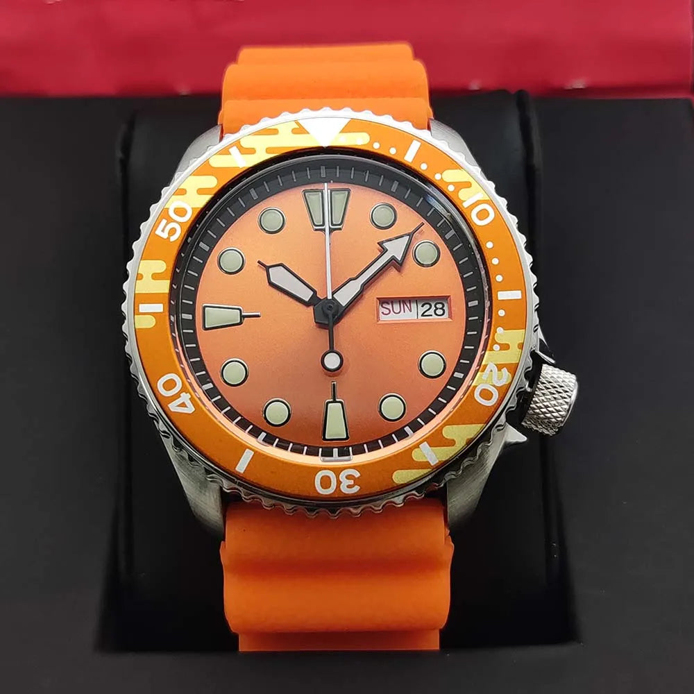 2024 new casual men's mechanical wristwatch 5Bar waterproof NH36 movement automatic watch men's orange watch